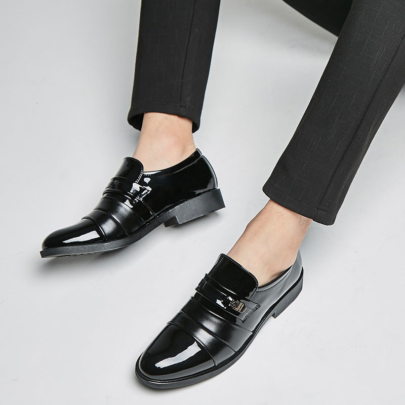 New men's business casual leather shoes, plus size available, wedding shoes, pointed toe slip-on casual shoes, dropshipping available