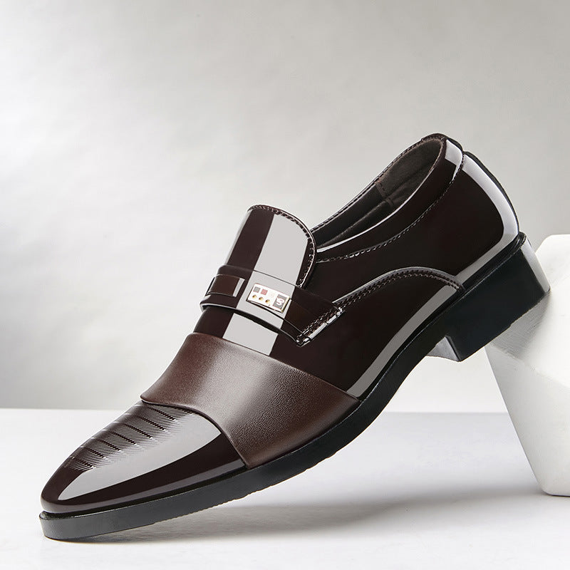 Winter leather shoes men's business formal shoes plus size slip-on fleece-lined cotton shoes men's shoes versatile casual wedding shoes