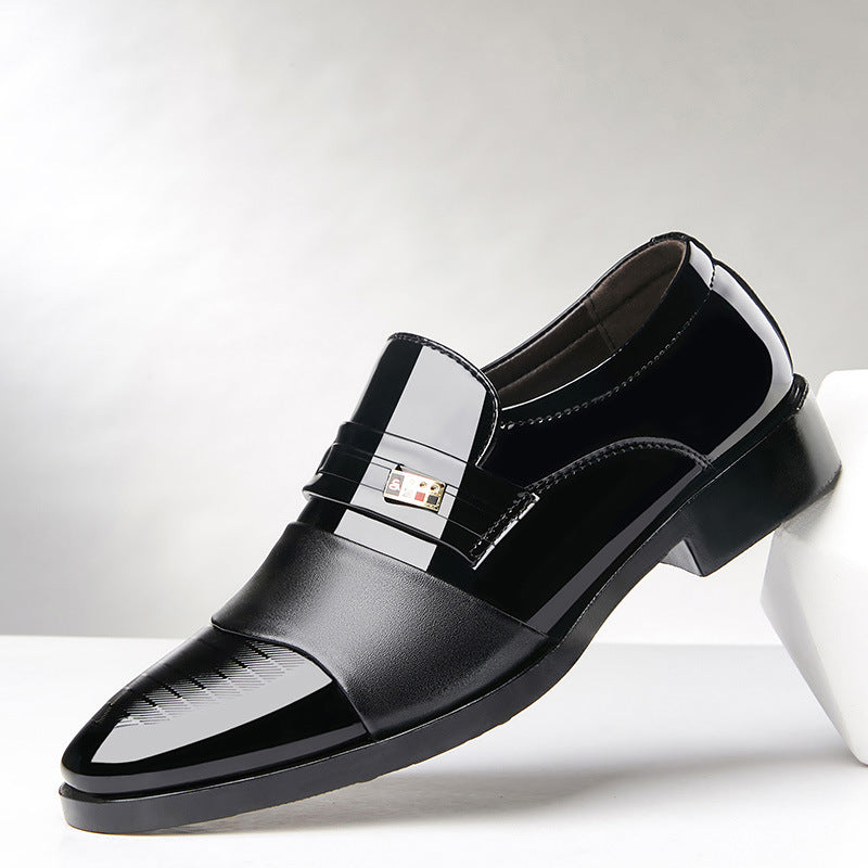 Winter leather shoes men's business formal shoes plus size slip-on fleece-lined cotton shoes men's shoes versatile casual wedding shoes