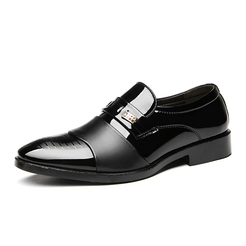 Winter leather shoes men's business formal shoes plus size slip-on fleece-lined cotton shoes men's shoes versatile casual wedding shoes