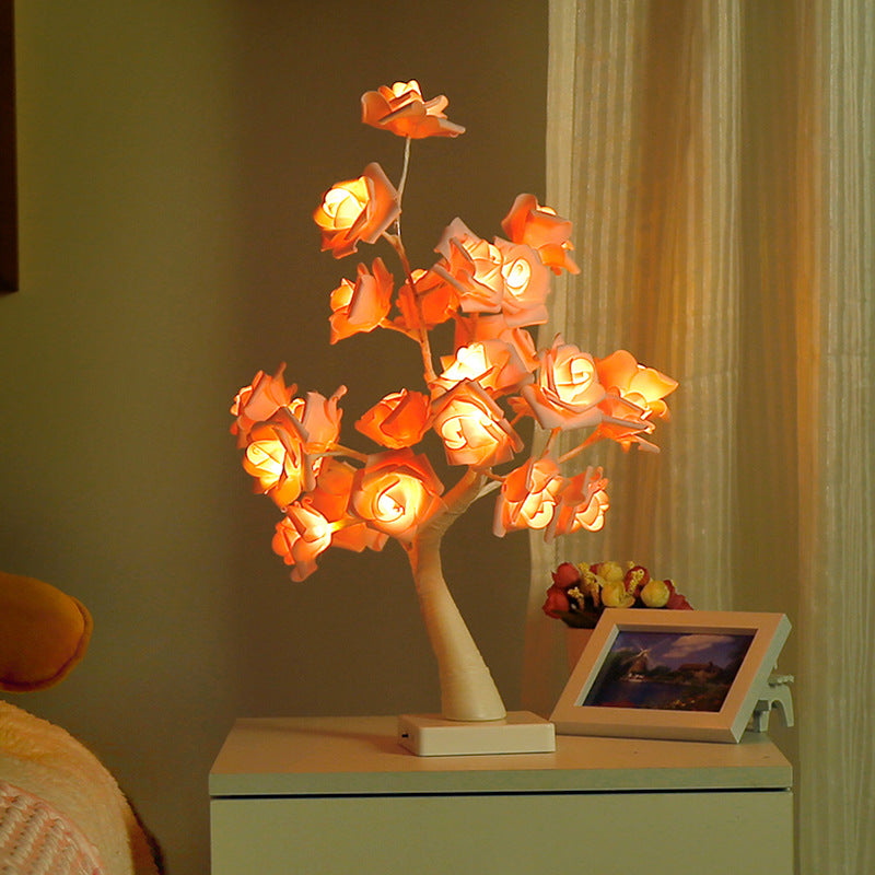 Wholesale modeling table lamp girl heart led room ornament tree light led night light simulation rose modeling table lamp