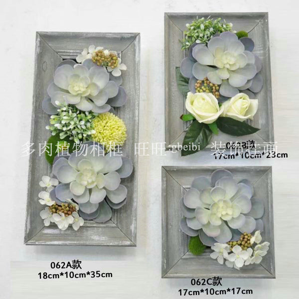 Tropical Plant Photo Frame 062 Rural Wall Decoration Plant Wall Simulation Succulent Plant Wood Photo Frame Living Room