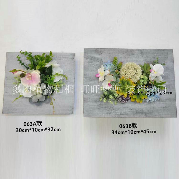 Simulation plant photo frame, rural wall decoration wooden photo frame, living room plant wall, succulent plant model