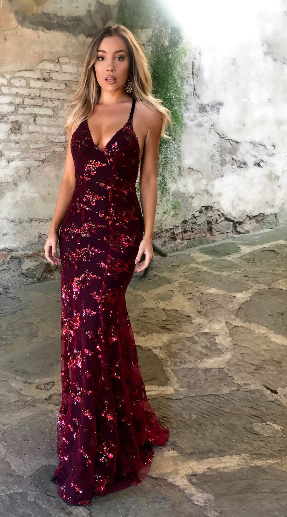 new arrival: cross-border european & american women's clothing -  &  dress: spaghetti strap v-neck backless sequin tie-up gown