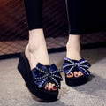 Shanjiao 6cm thick sole slippers women's beach flip-flops women's summerfashionoutwearcutebows sandals