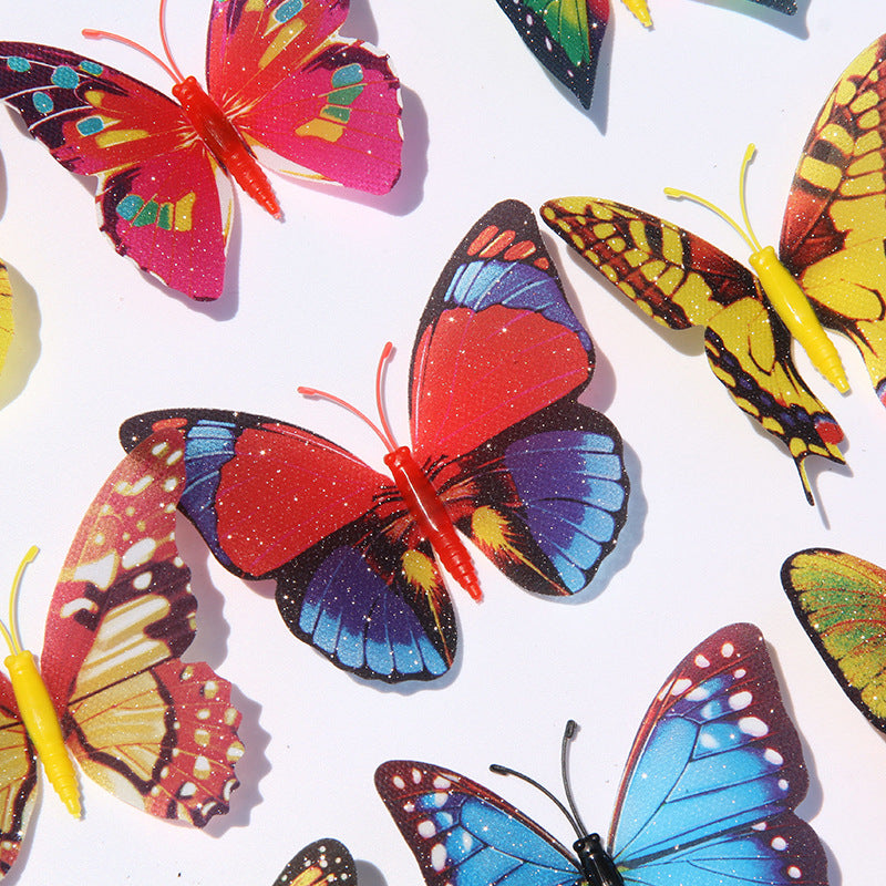 Gypsy 8.5cm flash simulated butterfly decoration, garden outdoor lawn decoration vase flower arrangement factory direct sales