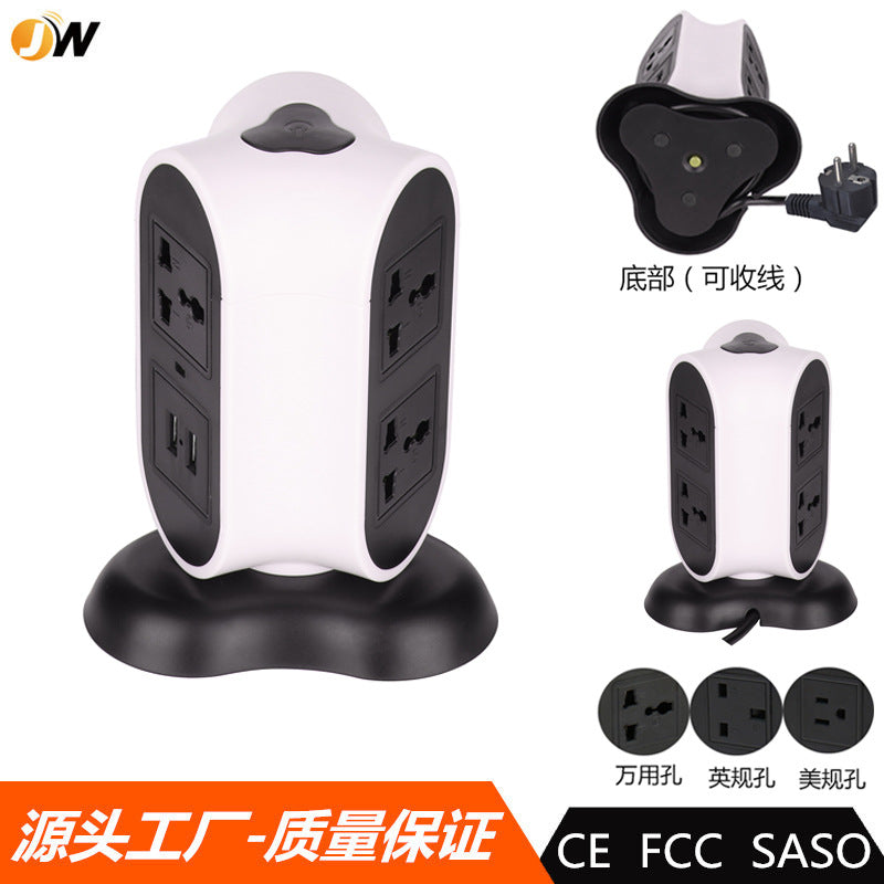 Overload protection home office US standard usb smart socket European standard vertical socket with wire British standard desktop power strip