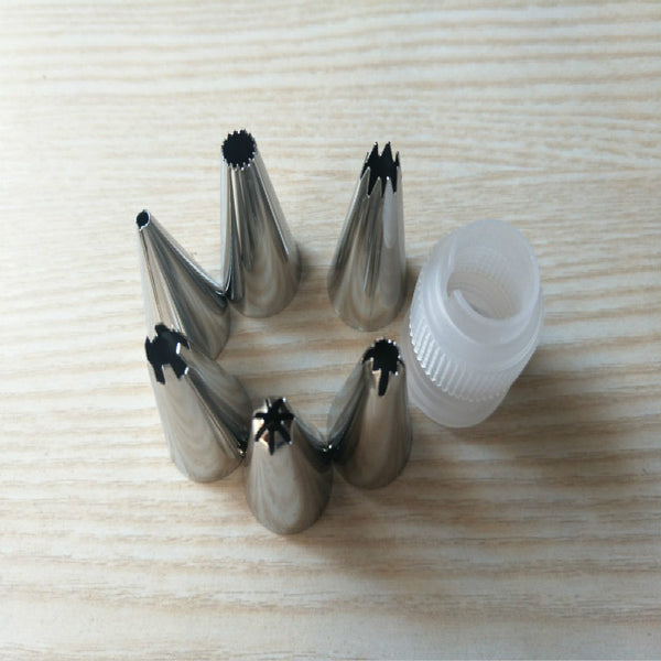 Piping tool set Small 304 stainless steel flower nozzle plus converter plus silicone flower nozzle set