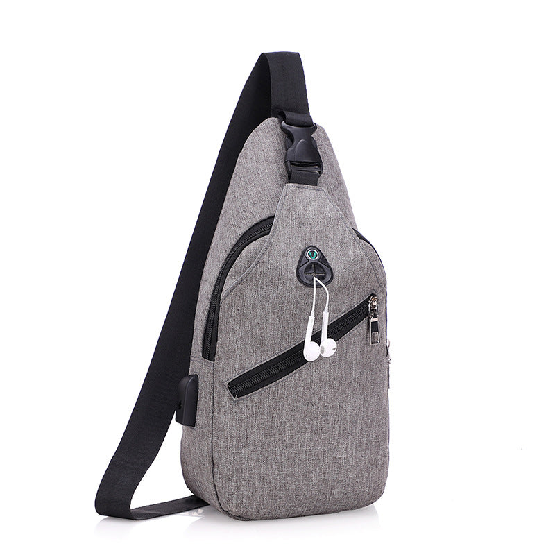 Feisha breast bag men's Korean version trendy canvas casual bag outdoor small backpack fashion bag shoulder bag messenger bag fanny pack