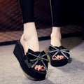 Shanjiao 6cm thick sole slippers women's beach flip-flops women's summerfashionoutwearcutebows sandals