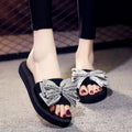 Shanjiao 6cm thick sole slippers women's beach flip-flops women's summerfashionoutwearcutebows sandals