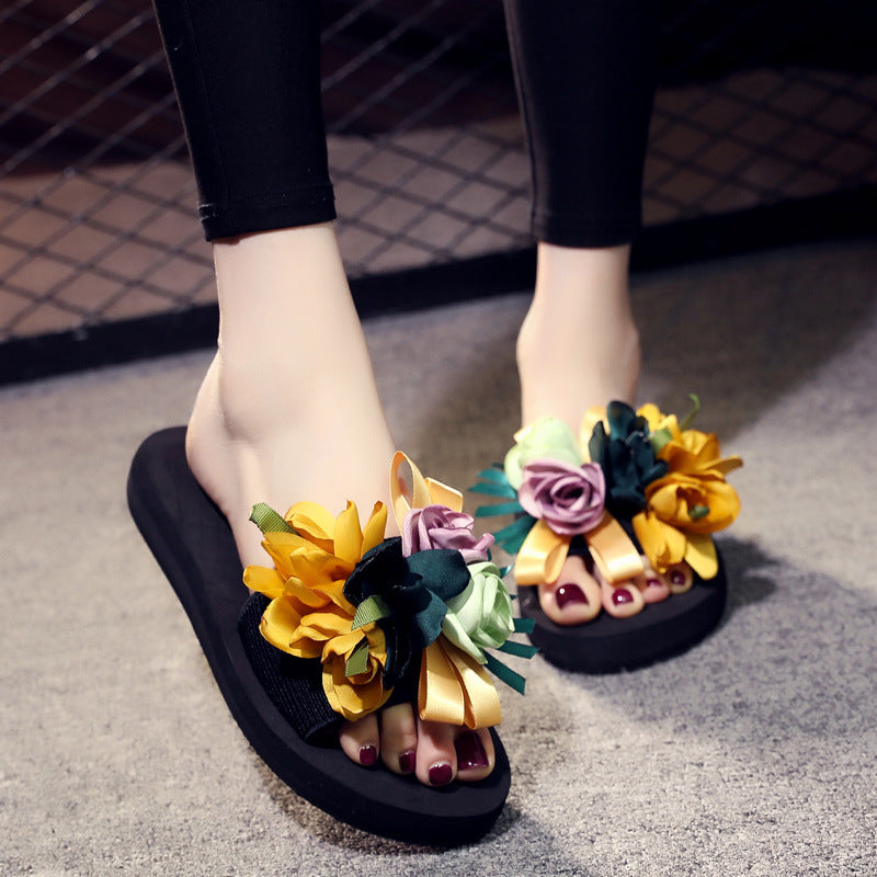 Shine jiao 6cm women's summer fashion flip-flops - thick-soled, non-slip, beach sandals for vacation and outdoor wear
