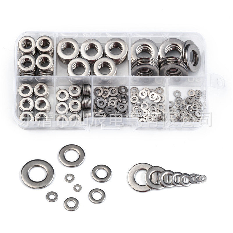 Cross-border e-commerce 360PCS boxed stainless steel flat washers, washers, thickened metal, screw hardware washers