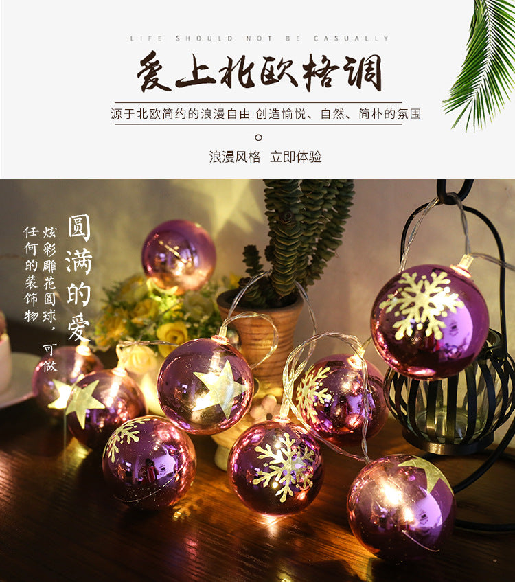 New l Christmas ball led light string, star snowflake holiday decorative lights, battery box lights wholesale by manufacturers