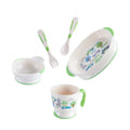 Bao hui baby tableware set: includes bowl, spoon, fork, divided plate, bowl, cup, fork, and spoon – complete feeding set