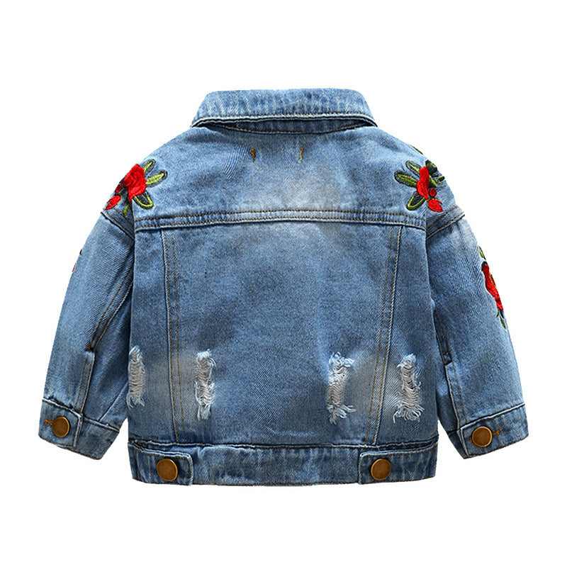 European and american children's spring collection: new embroidered outerwear, baby denim jackets - cross-border denim jacket