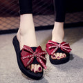 Shanjiao 6cm thick sole slippers women's beach flip-flops women's summerfashionoutwearcutebows sandals