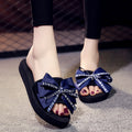Shanjiao 6cm thick sole slippers women's beach flip-flops women's summerfashionoutwearcutebows sandals