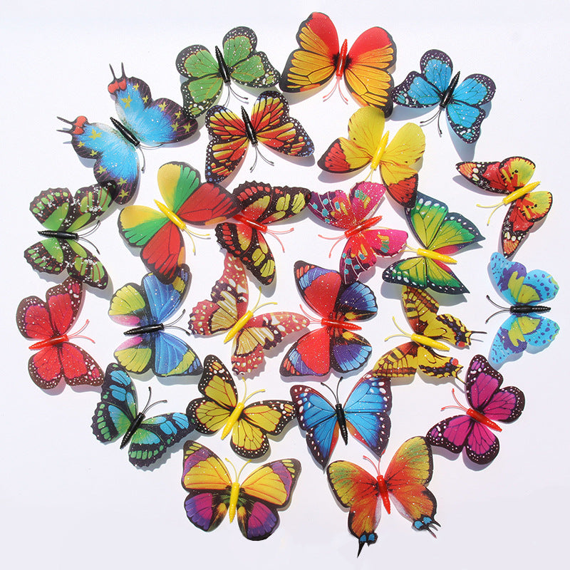 Gypsy 8.5cm flash simulated butterfly decoration, garden outdoor lawn decoration vase flower arrangement factory direct sales