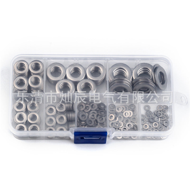 Cross-border e-commerce 360PCS boxed stainless steel flat washers, washers, thickened metal, screw hardware washers