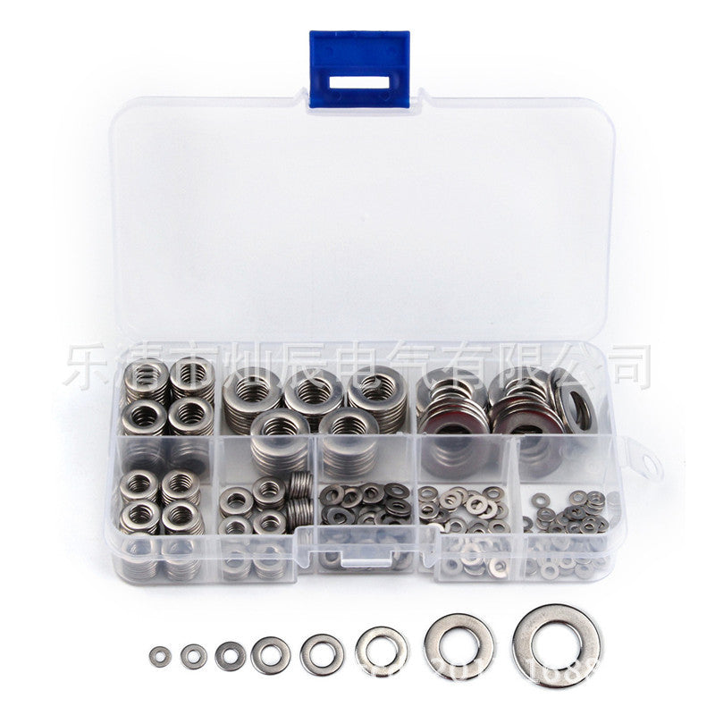 Cross-border e-commerce 360PCS boxed stainless steel flat washers, washers, thickened metal, screw hardware washers