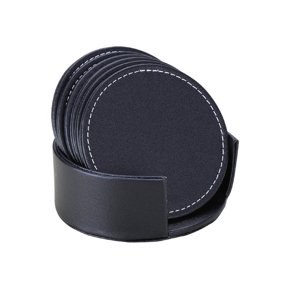 Manufacturer wholesale leather coaster set, exquisite non-slip and heat insulation small placemat PU creative tea coaster spot