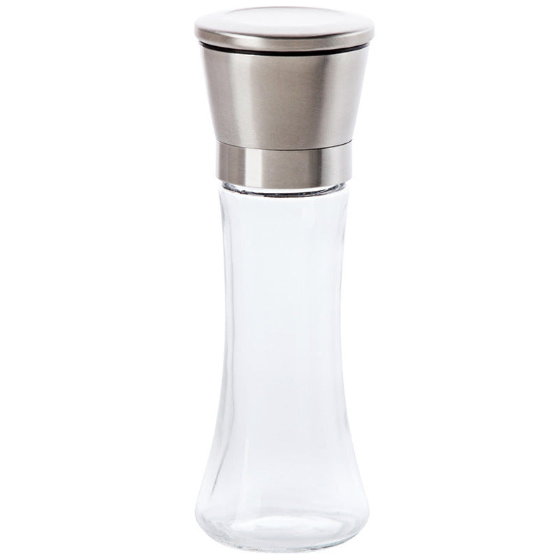 Cross-border 304 Stainless Steel Pepper Grinder Glass Pepper Pepper Coffee Grinder Manual Pepper Grinder Bottle