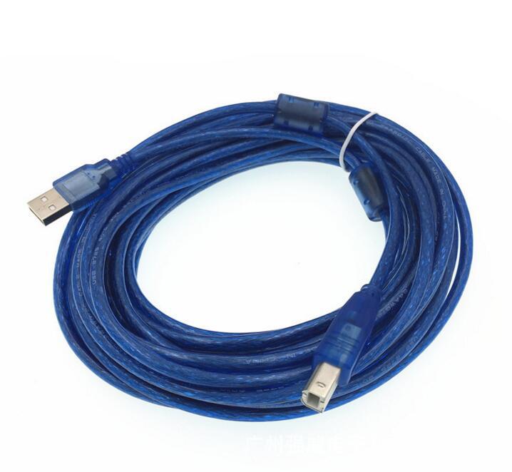 Usb 2.0 high-speed printer cable, 5m full copper usb printer connection cable, transparent blue high-speed shielded cable - wholesale