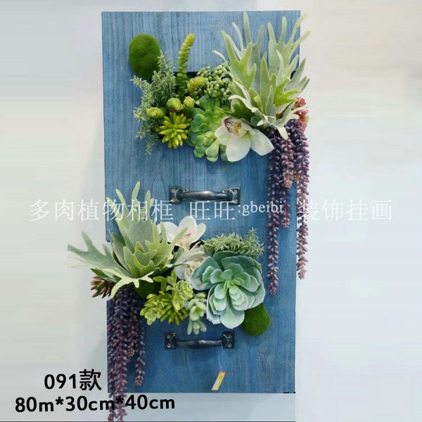 Simulation of tropical plants 091 rural wall decoration wooden photo frame living room plant wall succulent plant ornament