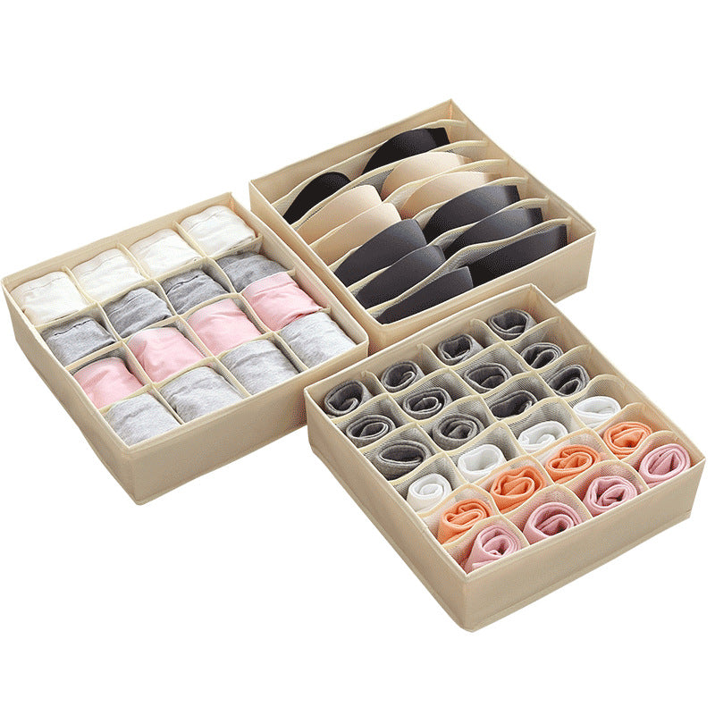 Preferred high elastic ion mesh multi-grid foldable underwear, socks storage box, washable and divided compartment wardrobe finishing box