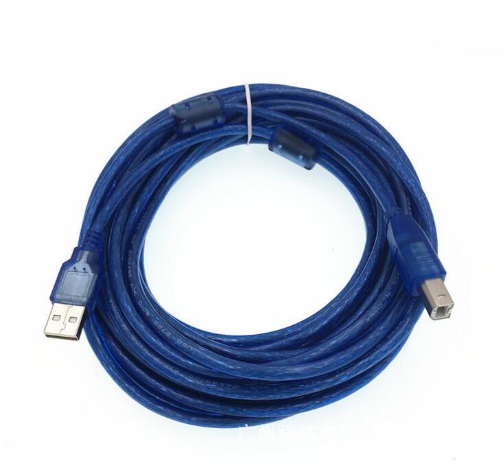 Usb 2.0 high-speed printer cable, 5m full copper usb printer connection cable, transparent blue high-speed shielded cable - wholesale