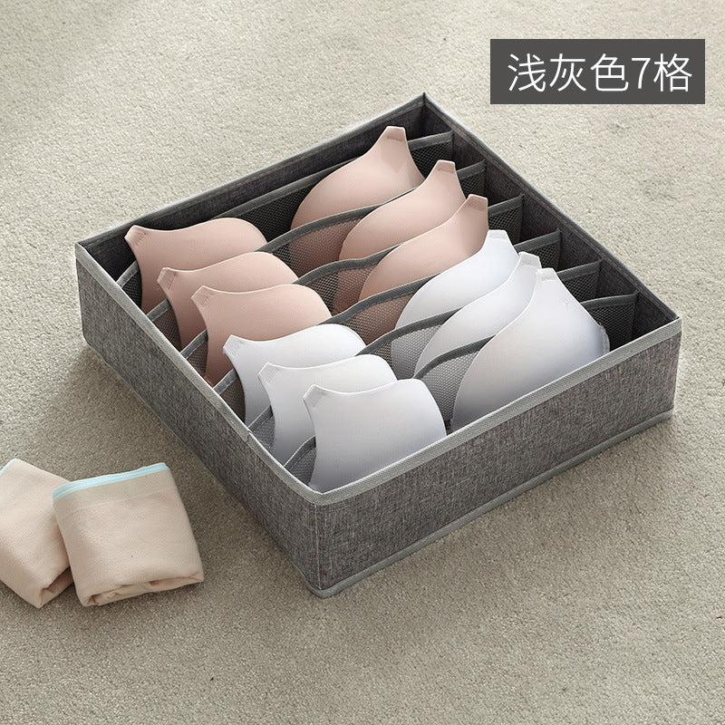 Preferred high elastic ion mesh multi-grid foldable underwear, socks storage box, washable and divided compartment wardrobe finishing box