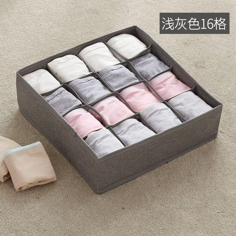 Preferred high elastic ion mesh multi-grid foldable underwear, socks storage box, washable and divided compartment wardrobe finishing box