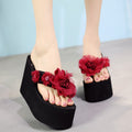 Women's 11cm super high heel slippers - sexy summer cute bowknot platform fashion outdoor non-slip nightclub flip-flops