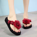 3cm flip-flops 2 mesh large flowers 4 small flowers rose red