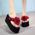 8cm flip-flops 2 gauze large flowers 4 small flowers rose red
