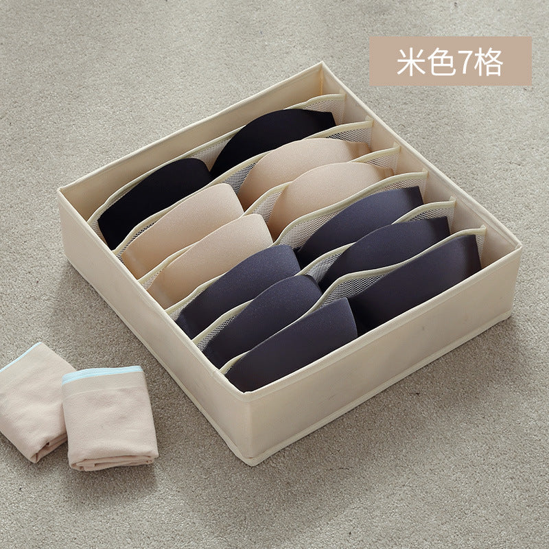 Preferred high elastic ion mesh multi-grid foldable underwear, socks storage box, washable and divided compartment wardrobe finishing box