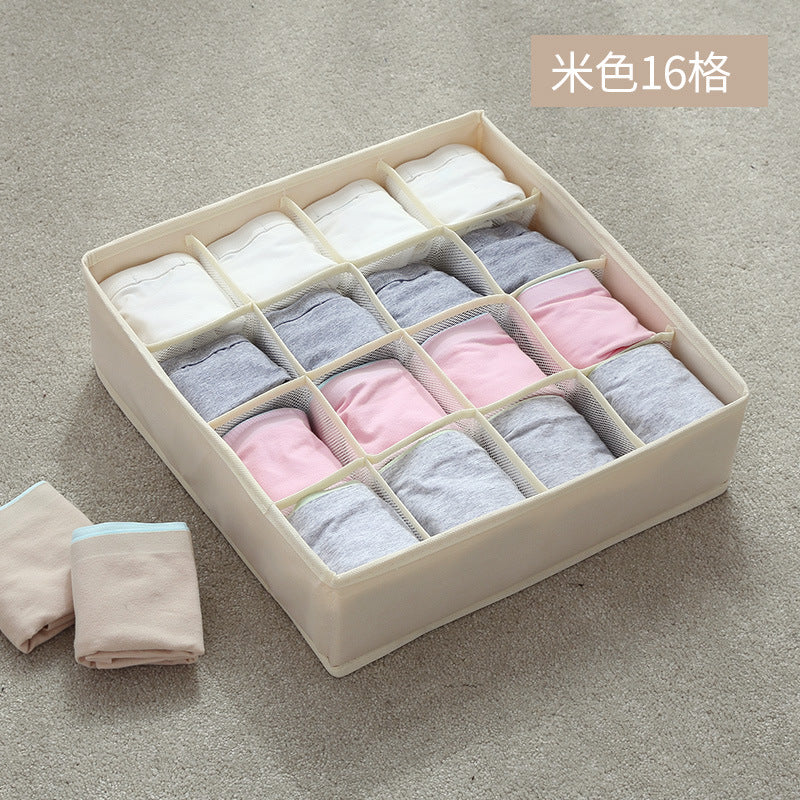 Preferred high elastic ion mesh multi-grid foldable underwear, socks storage box, washable and divided compartment wardrobe finishing box