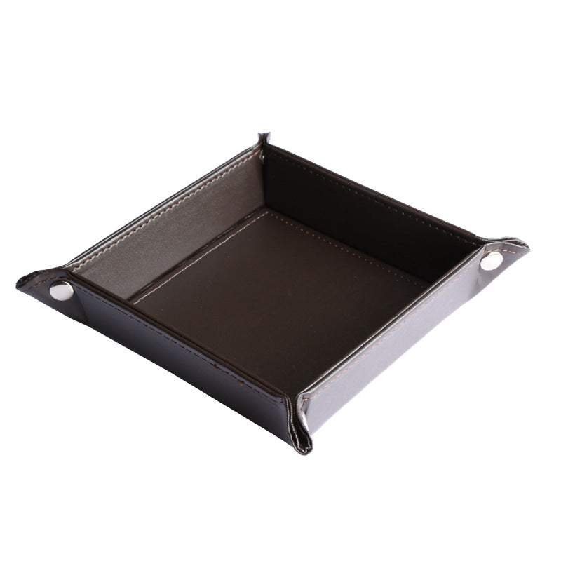 Solid color leather storage tray, desktop small change tray, office desktop finishing box, household daily PU storage box wholesale