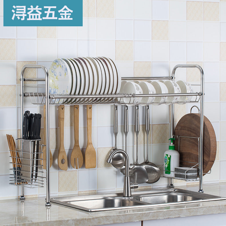 Stainless steel dish rack Drain rack Multifunctional kitchen rack Single layer sink Dish rack Storage rack Wholesale