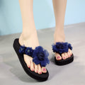 Large order flash handmade flower black flip-flops women's summer fashionoutwear slippers women's summer thick solenon-slip beach slippers