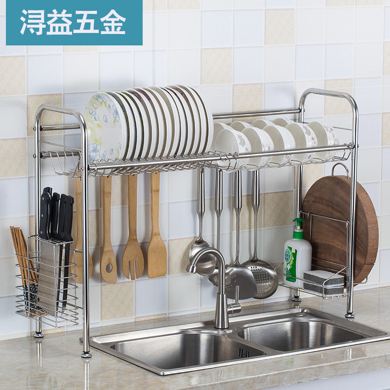 Stainless steel dish rack Drain rack Multifunctional kitchen rack Single layer sink Dish rack Storage rack Wholesale