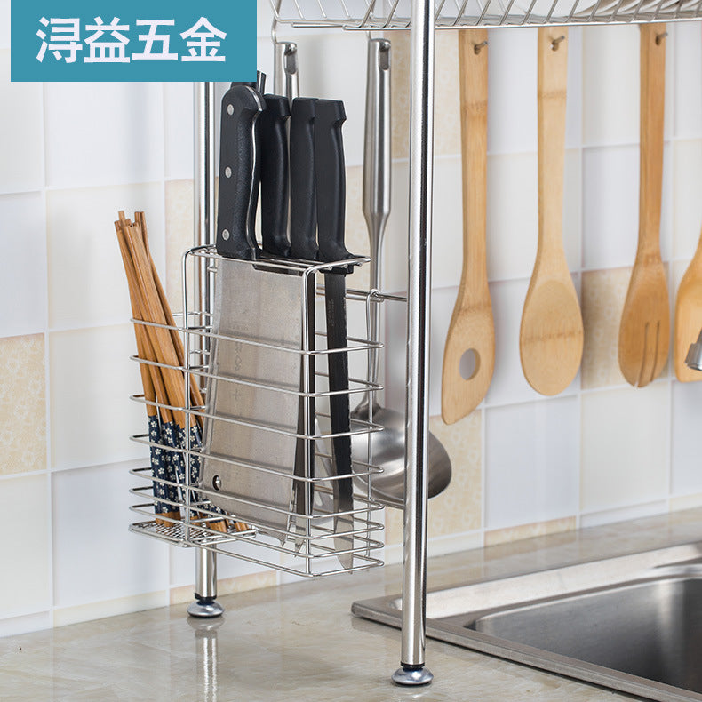 Small batch stainless steel drain dish storage rack Multifunctional double-layer kitchen dish chopstick plate Kitchenware rack
