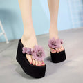 Women's 11cm super high heel slippers - sexy summer cute bowknot platform fashion outdoor non-slip nightclub flip-flops