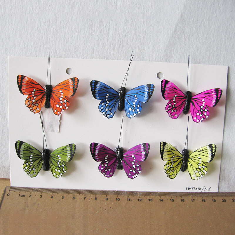 Customized three-dimensional handmade feather butterfly garden Christmas decoration lighting simulation butterfly crafts