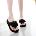 3cm flip-flops 2 mesh large flowers 4 small flowers black