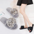 Korean new style chanel-inspired bowknot women's cotton slippers - fashionable indoor/outdoor rhinestone-stitched all-season slides