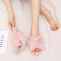 2024 fall/winter new fuzzy slippers for women, open-toe cotton slippers for home, crossover outdoor slippers, plus size women's slippers, thong sandals