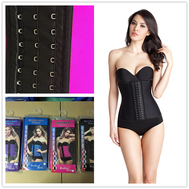 【9 steel bones】european and american latex latex corset waist trainer shapewear tightening sports waist cincher tummy control body shaper for women