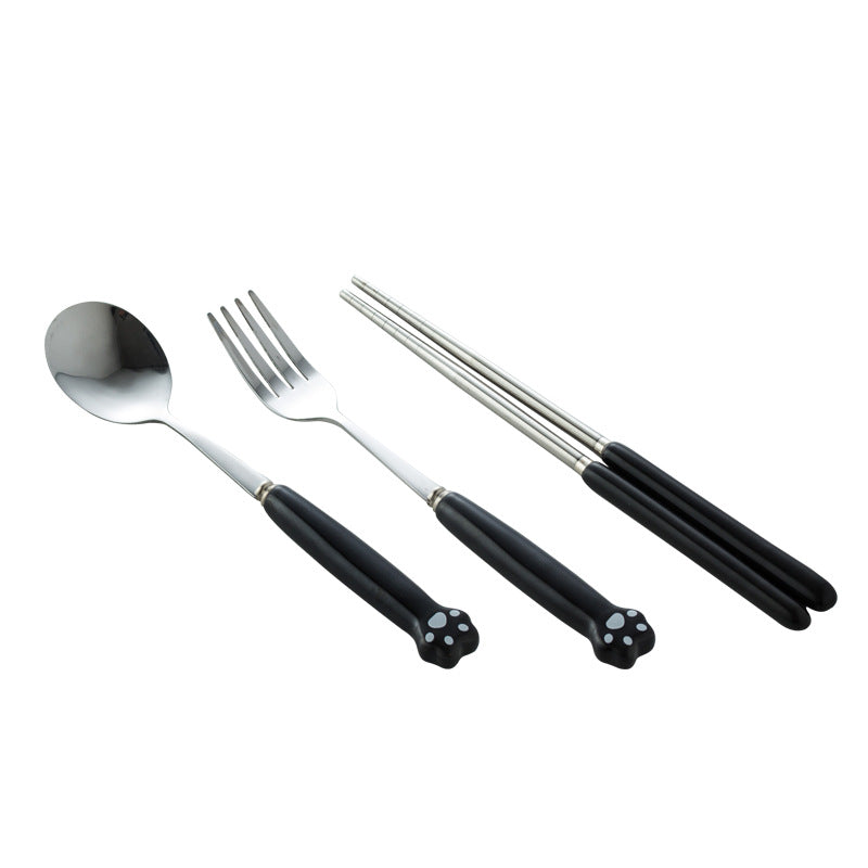 Spoon and chopsticks travel set - adult portable cutlery 3-piece set - creative stainless steel fork, spoon with storage case